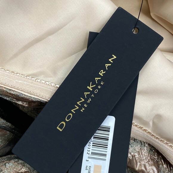 Donna Karan Women’s One-Shoulder Bow Maxi Ball Gown Size 2 Ash Brown Floral - Picture 3 of 10